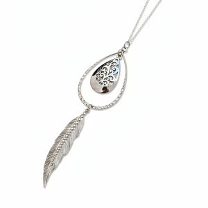 Silver Rhinestone Feather Necklace - Gracie Rose Designs - Painted Door on Main