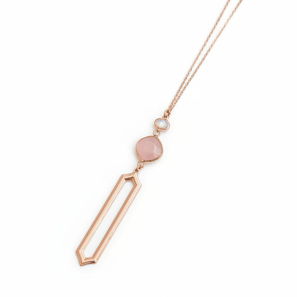 Silver & Rose Gold Quartz Necklace - Gracie Rose Designs - Painted Door on Main