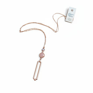 Silver & Rose Gold Quartz Necklace - Gracie Rose Designs - Painted Door on Main