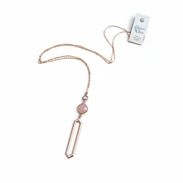 Silver & Rose Gold Quartz Necklace - Gracie Rose Designs - Painted Door on Main