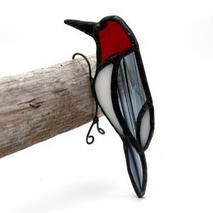Small Woodpecker Pot Sitter - Tevlan Glass - Painted Door on Main