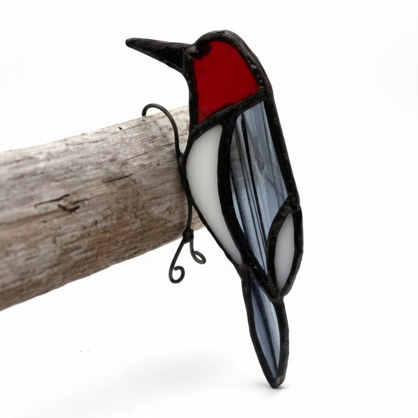 Small Woodpecker Pot Sitter - Tevlan Glass - Painted Door on Main