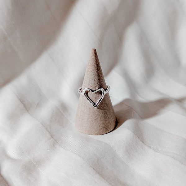 Sterling Silver Open Heart Ring - Peaks to Prairies Handmade - Painted Door on Main