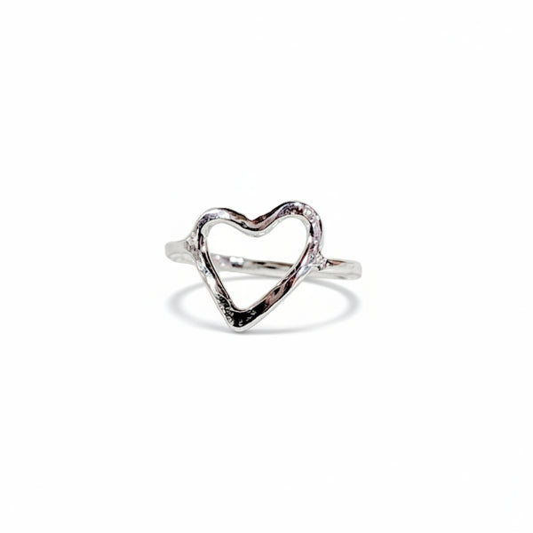 Sterling Silver Open Heart Ring - Peaks to Prairies Handmade - Painted Door on Main