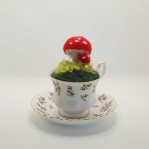 Tea - Cups + Felted Scenes - Elaine Grandon Fibre Arts - Painted Door on Main