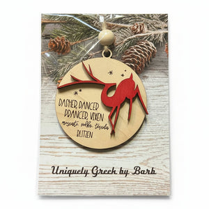 Tipsy Reindeer Ornament - Uniquely Greek by Barb - Painted Door on Main