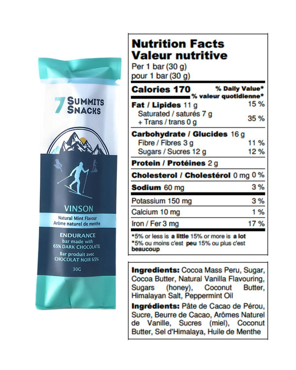 Vinson Dark Chocolate with Mint Bar - 7 Summits Snacks - Painted Door on Main