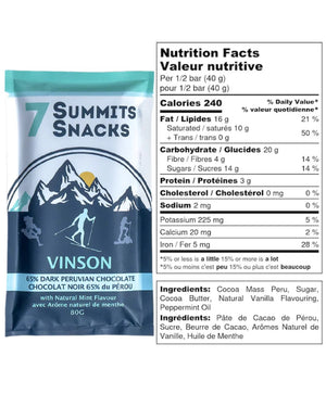 Vinson Dark Chocolate with Mint Bar - 7 Summits Snacks - Painted Door on Main