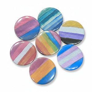 Watercolour Pride Flag Pin-Back Buttons - Painted Door on Main