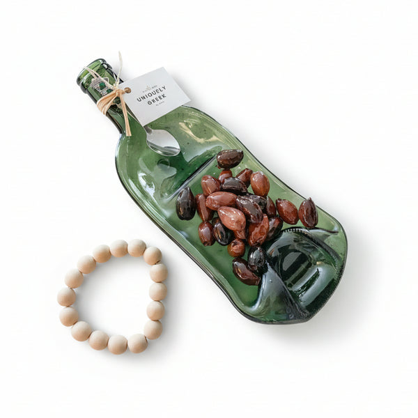 Wine Bottle Serving Dish - Uniquely Greek by Barb - Painted Door on Main