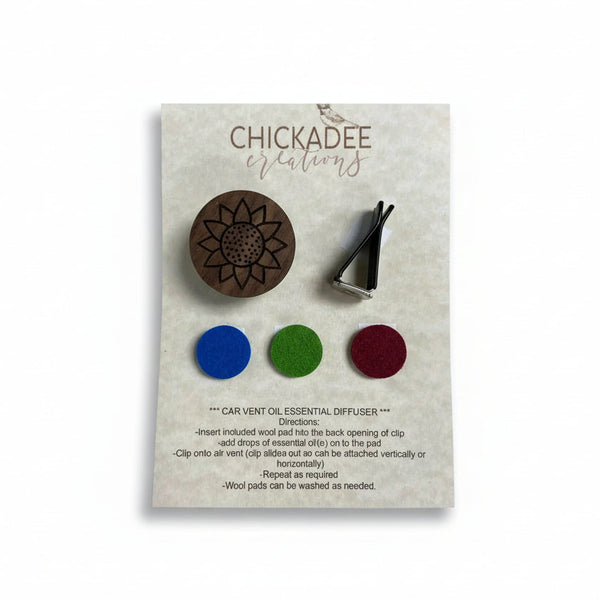 Wood Car Vent Diffuser Clip - Chickadee Creations - Painted Door on Main