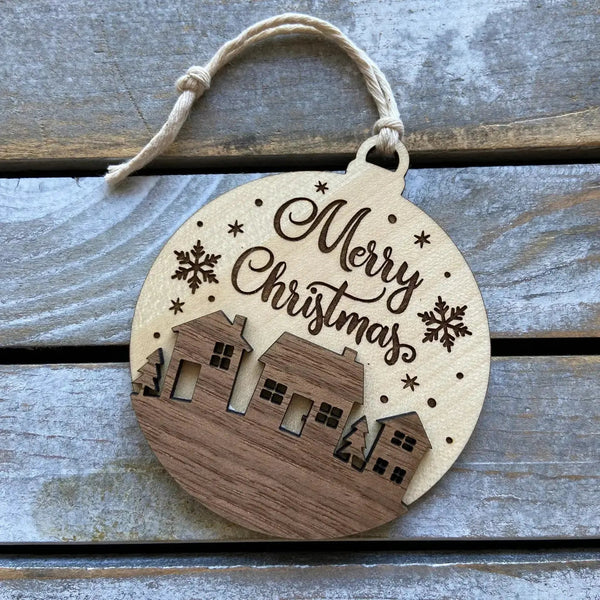 Wood Christmas Ornament - Chickadee Creations - Painted Door on Main