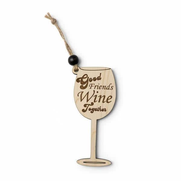Wood Wine Glass Ornaments - Painted Door on Main