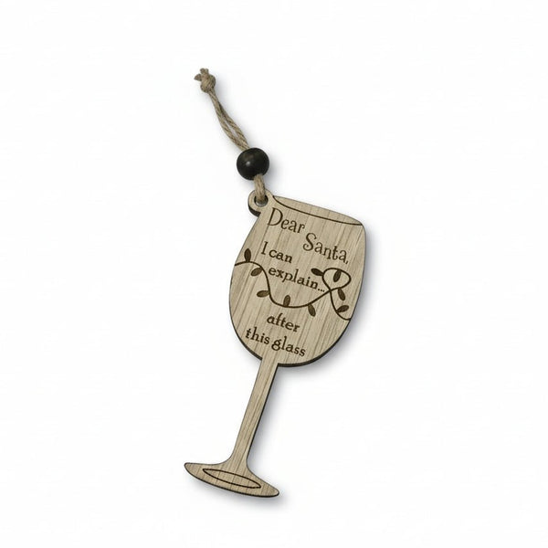 Wood Wine Glass Ornaments - Painted Door on Main