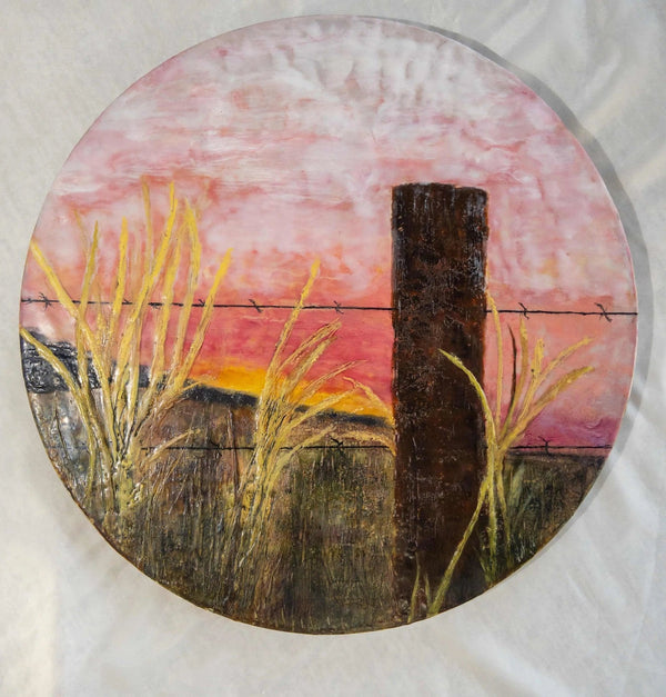 039 - 18 'Sunrise Pasture' Beeswax Painting - Wanna Bee Art - Painted Door on Main