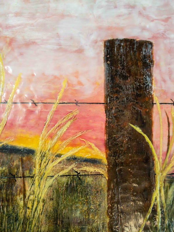 039 - 18 'Sunrise Pasture' Beeswax Painting - Wanna Bee Art - Painted Door on Main