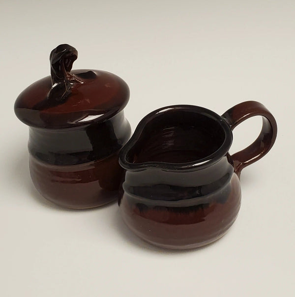 075 - 05 Cream & Sugar Sets - Elizabeth's Clay Vision - Painted Door on Main