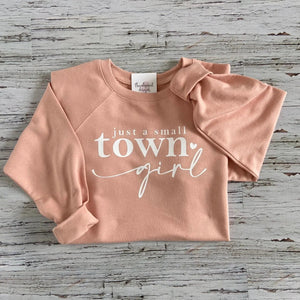082 - 83 'Just A Small Town Girl' Crewneck - Thumbprint Designs - Painted Door on Main
