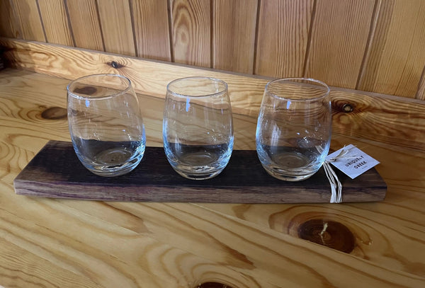 102 - 04 Reclaimed Barrel Wine Flight - Uniquely Greek by Barb - Painted Door on Main
