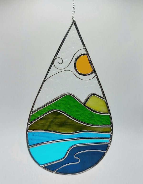 009-26 Raindrop Mountains - A Touch of Glass freeshipping - Painted Door on Main Gift & Gallery