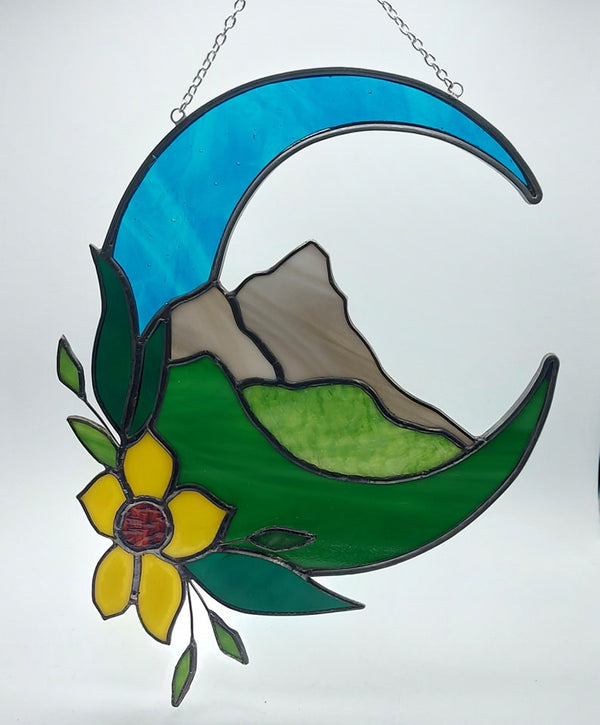 009-45 Moon with Mountain & Flower - A Touch Of Glass