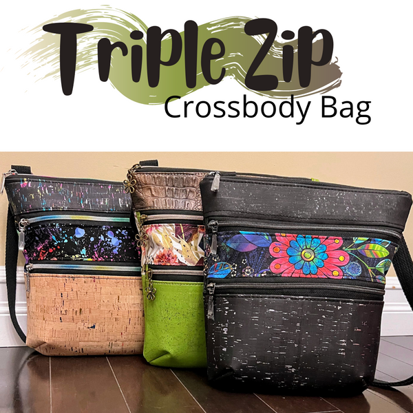 042-34 Triple Zip Bag - Sheila's Satchels