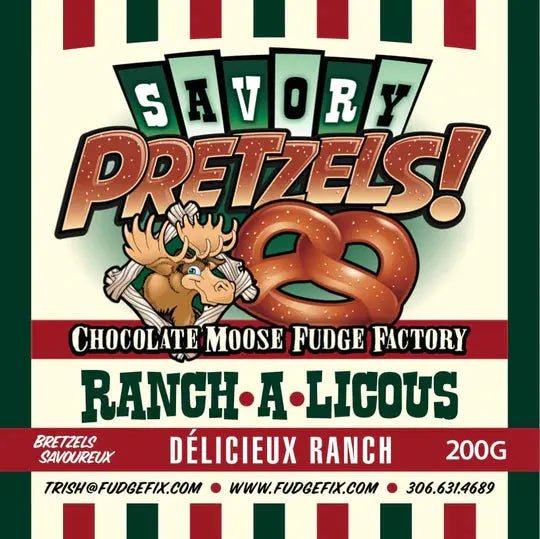 808 - 12 Gourmet Pretzels - Chocolate Moose Fudge Factory - Painted Door on Main