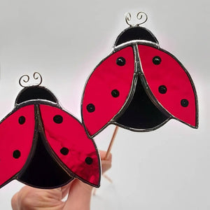 876 - 04 Ladybug Plant Picks - A Touch of Glass - Painted Door on Main