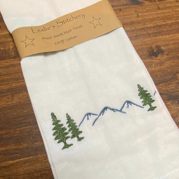 877 - 02 Embroidered Dish Towels - Leslie's Stitchery - Painted Door on Main
