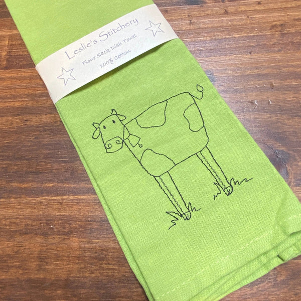 877 - 02 Embroidered Dish Towels - Leslie's Stitchery - Painted Door on Main