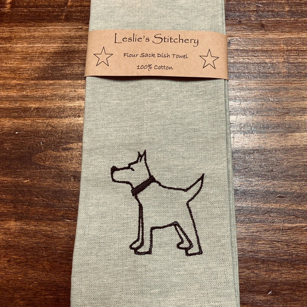 877 - 02 Embroidered Dish Towels - Leslie's Stitchery - Painted Door on Main