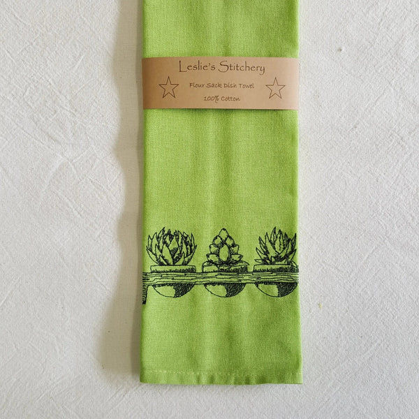 877 - 02 Embroidered Dish Towels - Leslie's Stitchery - Painted Door on Main