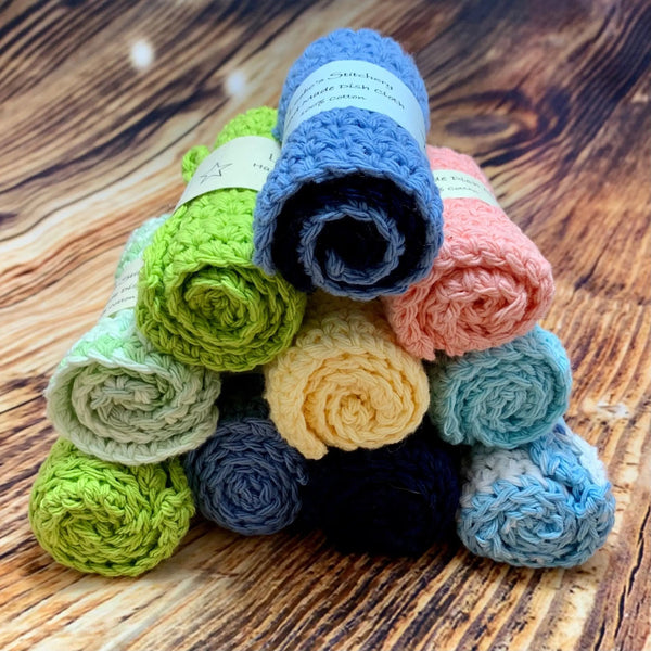 877 - 05 Crocheted Dish Cloths - Leslie's Stitchery - Painted Door on Main