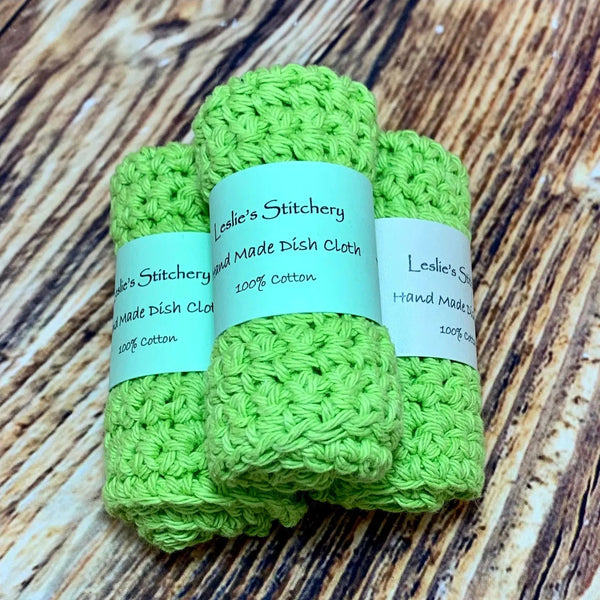 877 - 05 Crocheted Dish Cloths - Leslie's Stitchery - Painted Door on Main