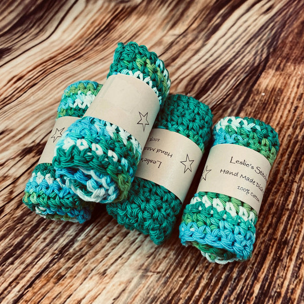877 - 05 Crocheted Dish Cloths - Leslie's Stitchery - Painted Door on Main
