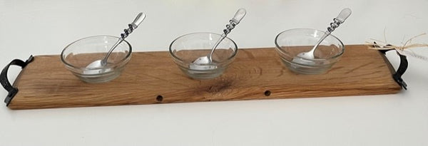 102-07 Reclaimed Barrel Serving Tray with Handles - Uniquely Greek by Barb
