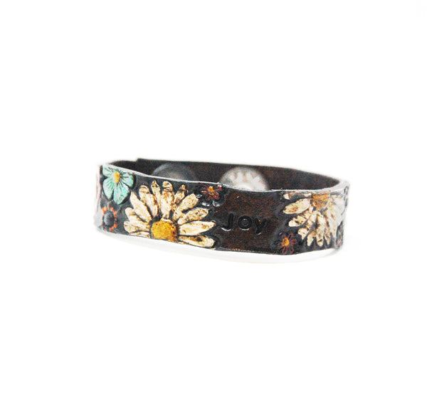 002-11 Floral Leather Bracelets (Brown) - Fearless hART