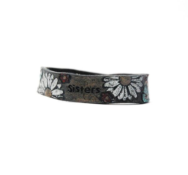 002-10 Floral Leather Bracelets (Smoke Black) - Fearless hART