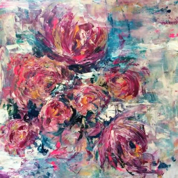101-03 'Texan Floral' Acrylic on Canvas - Jasmin Alstad