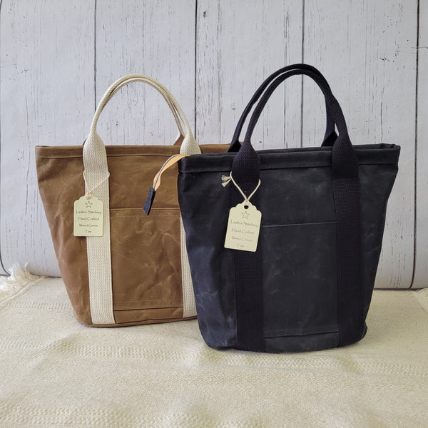 047-12 Waxed Canvas Tote - Leslie's Stichery