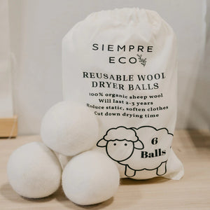 824-03 Reusable Wool Dryer Balls (6 pack) - Siempre Eco