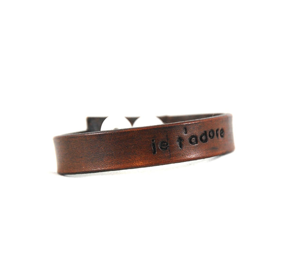 002-03 Stamped Leather Bracelets 1/2" - Fearless hART - Painted Door on Main Gift & Gallery