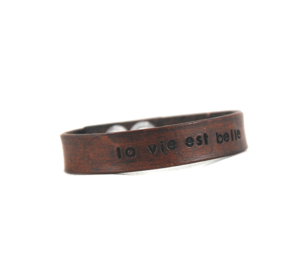 002-03 Stamped Leather Bracelets 1/2" - Fearless hART - Painted Door on Main Gift & Gallery